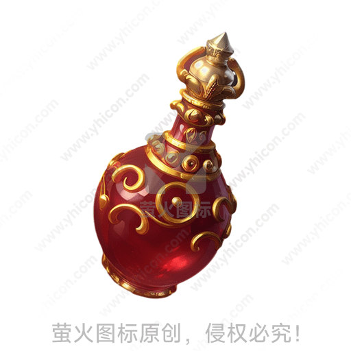 饰有金色花纹的红色魔法瓶