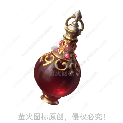 一瓶精致的宝石镶嵌红色药瓶