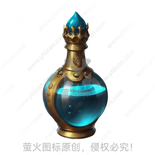 蓝色液体充满的金属玻璃瓶
