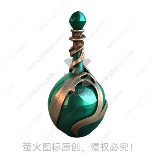 绿瓶配金色缠绕装饰瓶盖