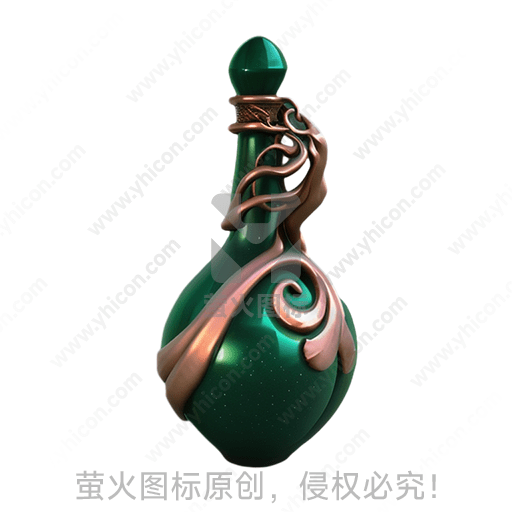 绿瓶配金色藤蔓状装饰