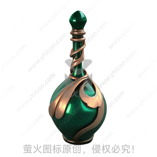 绿色与铜色相融的奇幻风格瓶子
