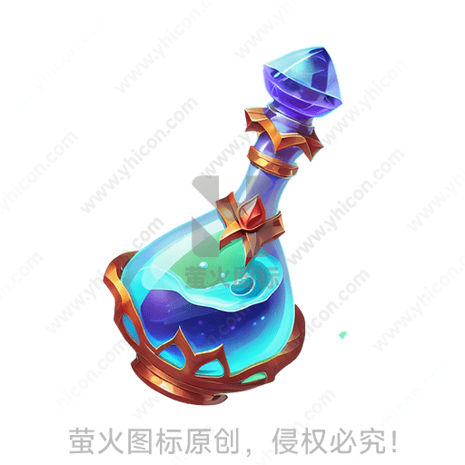 神秘蓝色药剂装在精致瓶中，带有魔法氛围