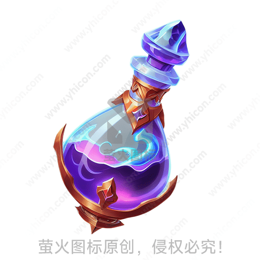 神秘蓝色液体的幻想魔法瓶