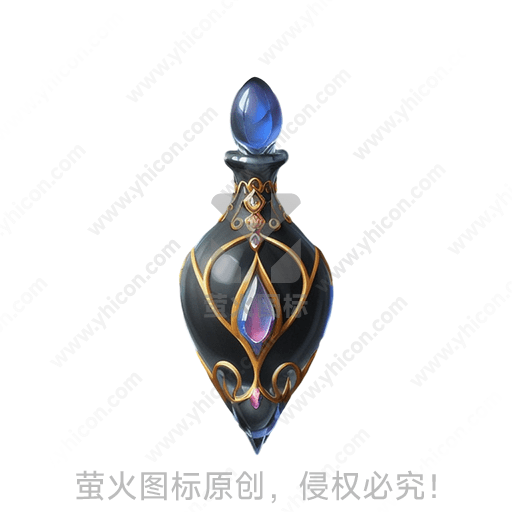 黑色背景上的神秘紫宝石香水瓶