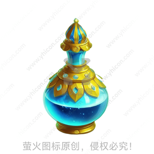 蓝瓶配金色花纹及装饰