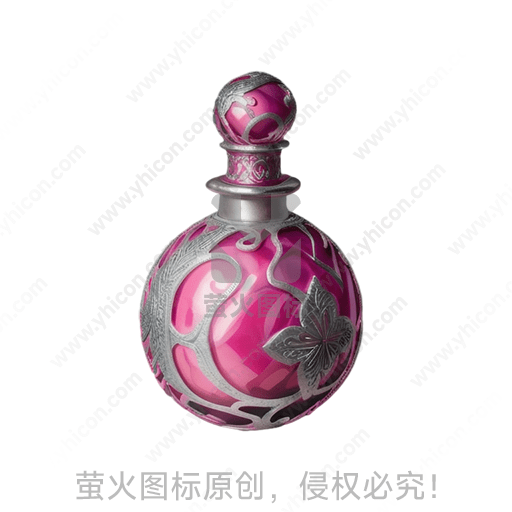 粉红色花纹, 金属镶边, 古典香水瓶