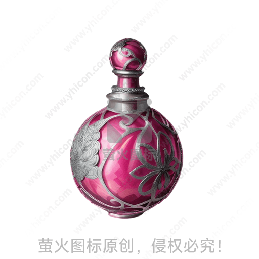 粉红色花纹银质饰边玻璃瓶