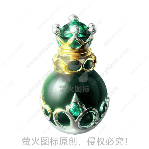 绿瓶配金色皇冠及宝石装饰