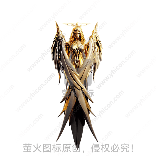 金色装甲，翅膀，光环，神秘女神