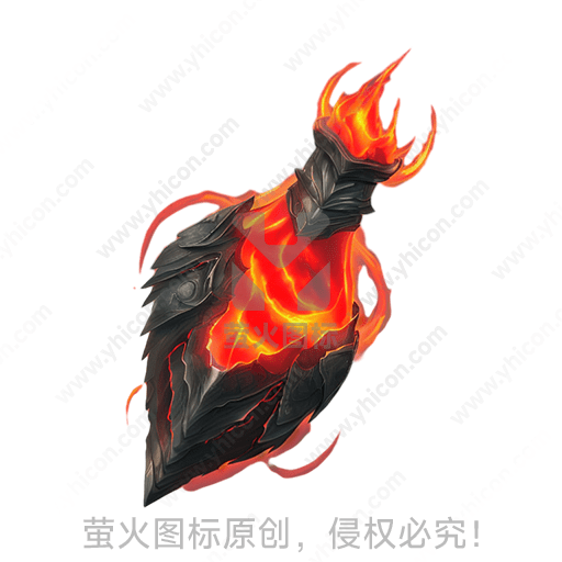 黑色铠甲被火焰包裹，充满力量感