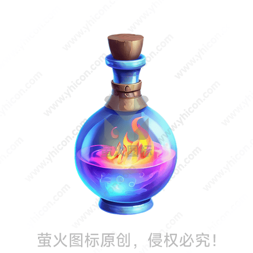 描述: 蓝色玻璃瓶内燃烧着火焰