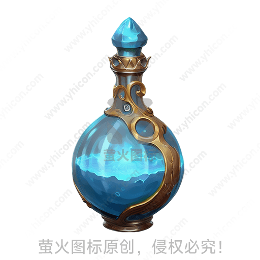 蓝色宝石顶部的奇幻风格药瓶