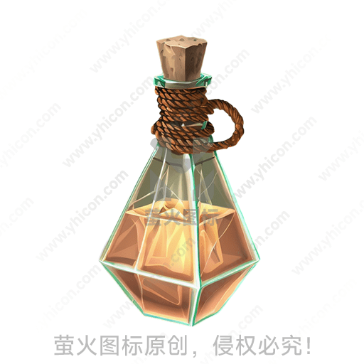 透明玻璃瓶，绑有麻绳，内有发光物体