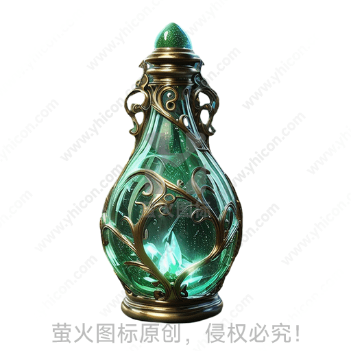 绿色光芒闪烁的精致魔法瓶