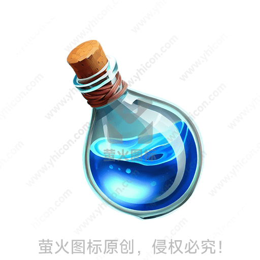 一瓶装有蓝色液体的封口玻璃瓶