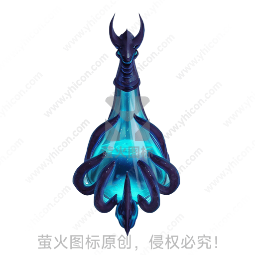 幻想风格的蓝色神秘水晶瓶