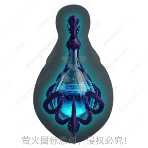 异形头部设计的玻璃瓶，色彩为深蓝和光亮蓝