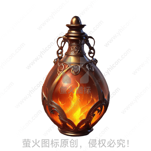 古典风格的灯笼，橙黄色火焰，精美装饰
