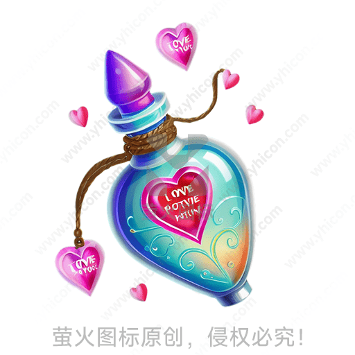 蓝绿色的心形瓶子，上面有心形和文字