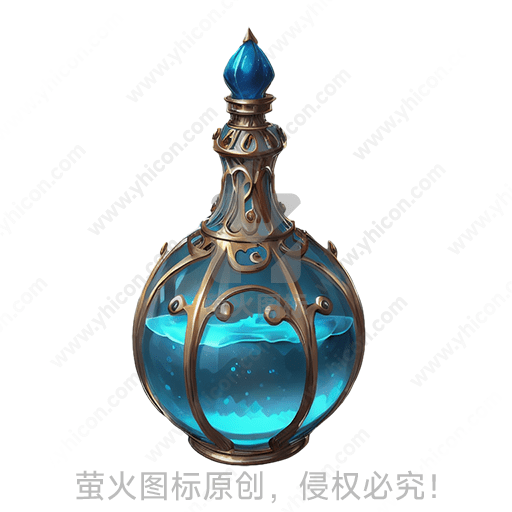 装满液体的装饰性蓝色玻璃瓶
