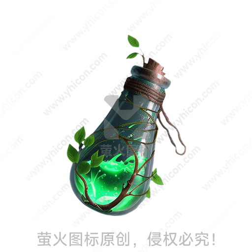 玻璃瓶中蔓延的绿色荧光与藤蔓