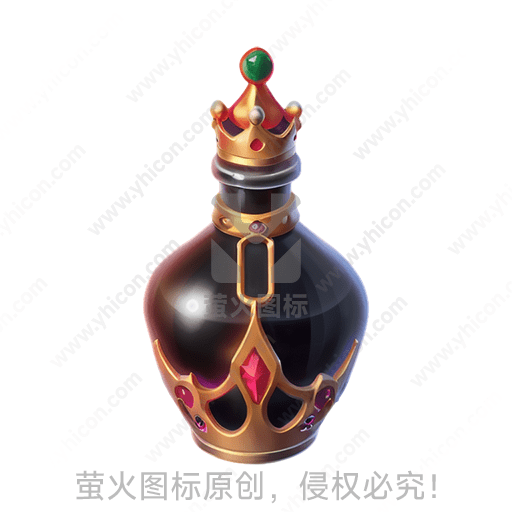 皇冠顶部，黑色瓶身，嵌有宝石