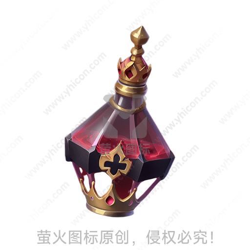 红液瓶，配金色皇冠和装饰