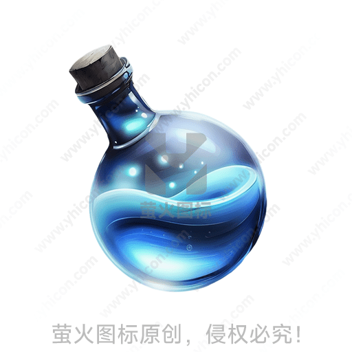 圆形玻璃瓶内装有蓝色液体