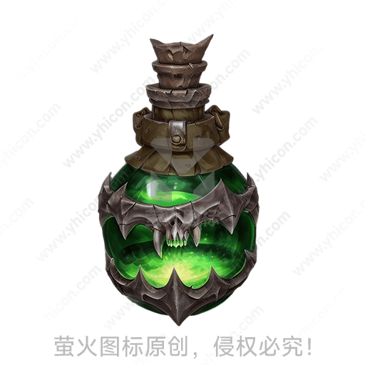描述: 这是一张描绘有棘钉和皮带的绿色药水瓶的插图