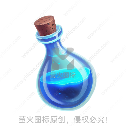 蓝色透明玻璃瓶内充满液体和星光