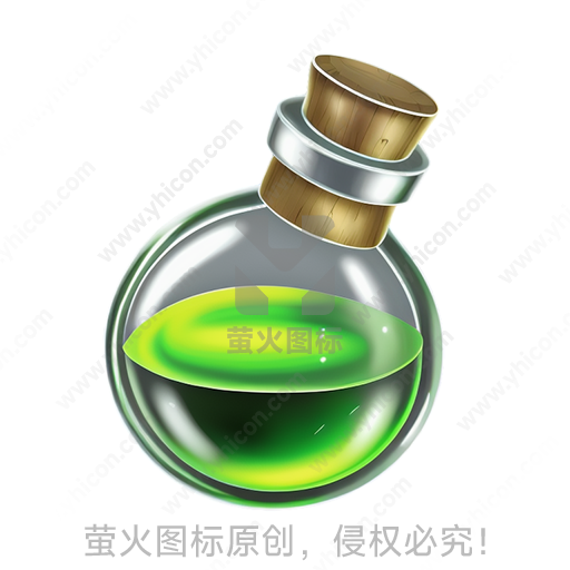 透明玻璃瓶内含绿色液体