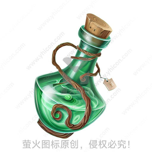 绿色玻璃瓶，木塞封口，缠绕藤蔓