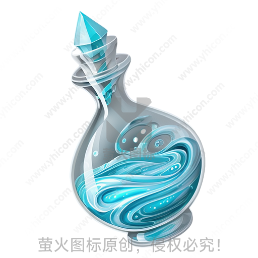 透明玻璃瓶中包含蓝色液体和晶体