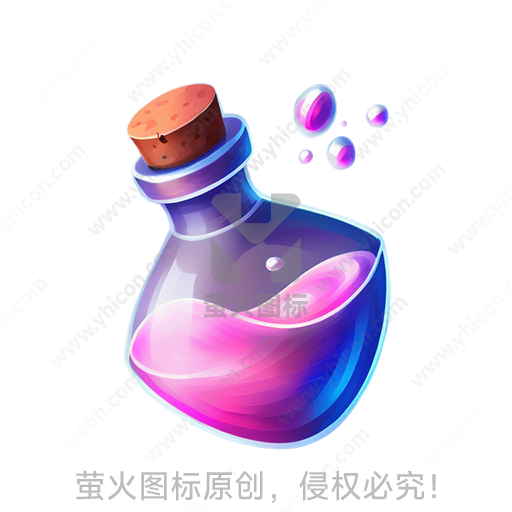 多彩透光的瓶子，漂浮魔法气泡
