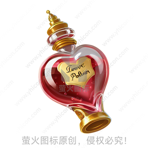 红色心形瓶子，内含“Love Potion”字样