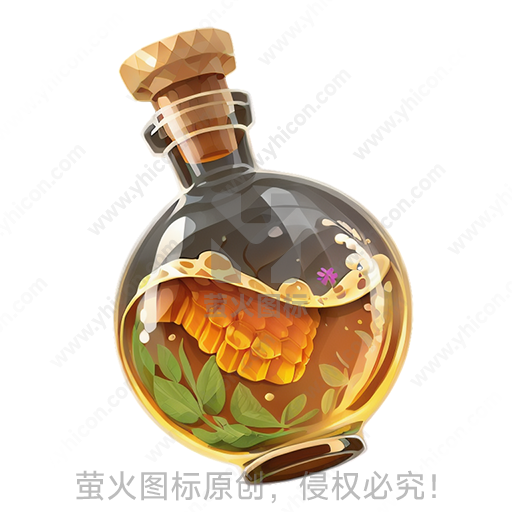 圆形玻璃瓶中装着橙色蜂蜜和绿叶