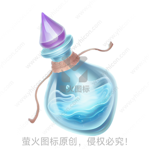 蓝色水晶装饰的神秘药水瓶