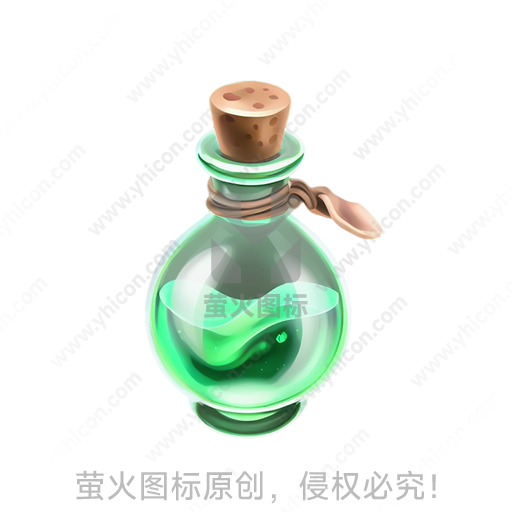 一只带软木塞的绿色液体药瓶