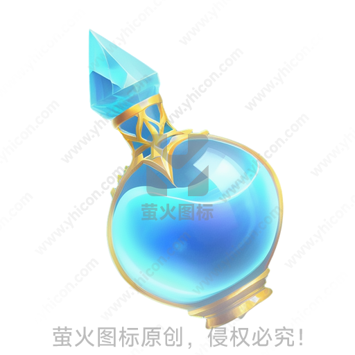 蓝色液体的金色装饰瓶