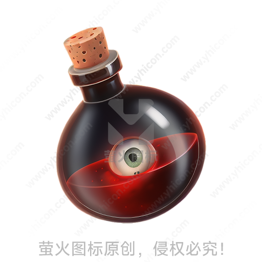 圆形瓶子内含红液体和眼球