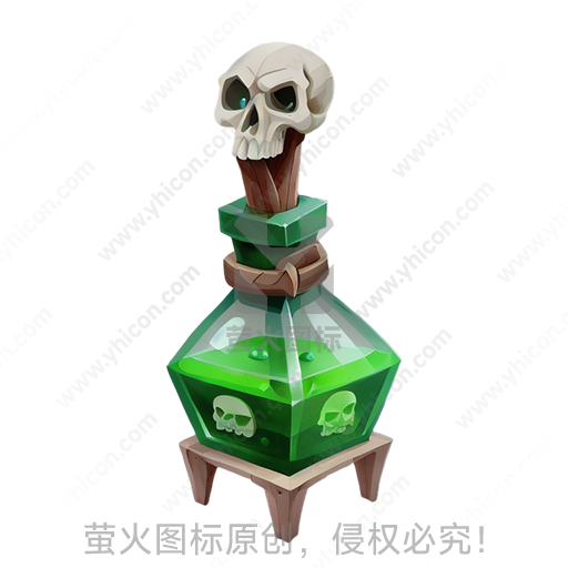 绿色水晶容器内有骷髅装饰