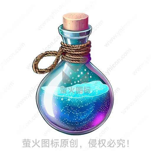 中文蓝紫色液体与泡泡在水晶瓶中