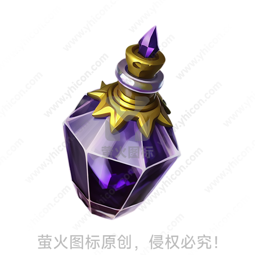 紫色水晶瓶，金色盖子，神秘典雅