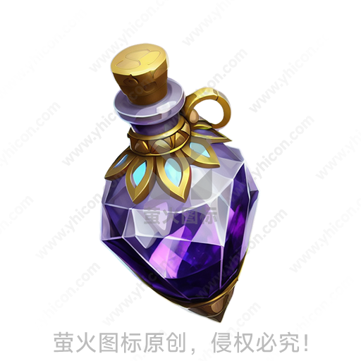 紫色宝石瓶，金色装饰，神秘典雅