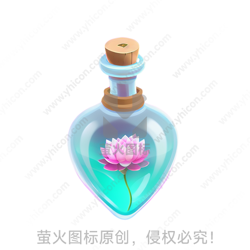 蓝色玻璃瓶内有粉色莲花