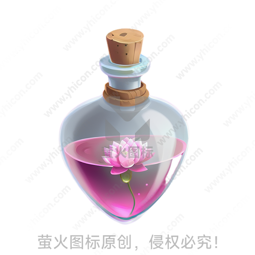 透明瓶内含粉色液体和莲花