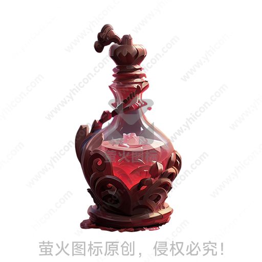 带有盖子的精致玻璃瓶，内装红色液体