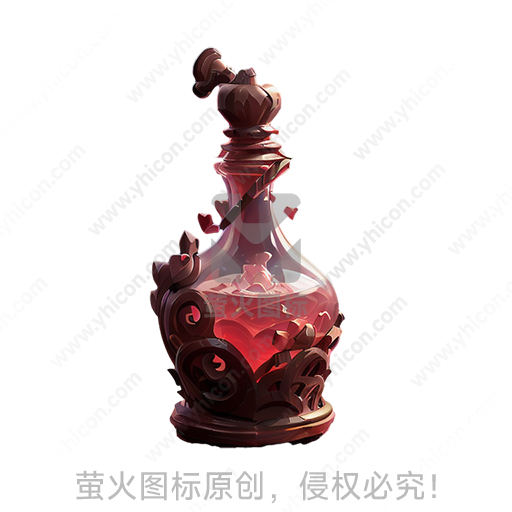 红色液体装在精致玻璃瓶内