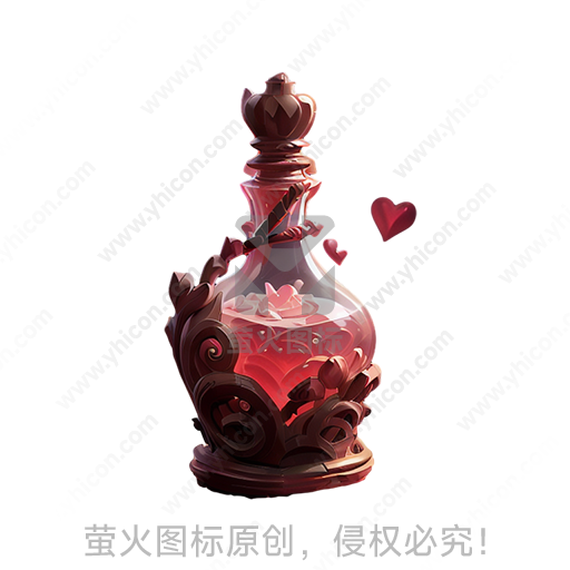 精美红色玻璃瓶内含玫瑰和爱心